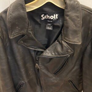 Schott NYC Men's Waxy Pullup Motorcycle Jacket #533 Large